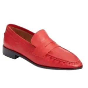 ATP Atelier Airola Womens Penny Loafer Red Leather Size 9.5 Moc-Toe Italian-Made