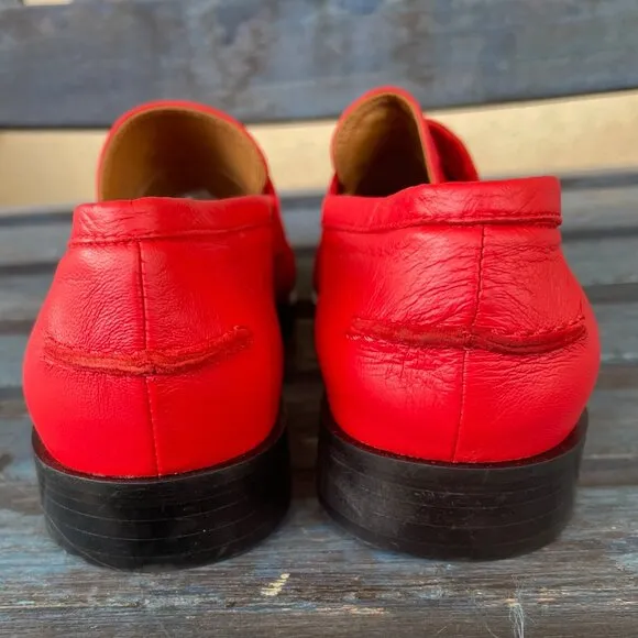 ATP Atelier Airola Womens Penny Loafer Red Leather Size 9.5 Moc-Toe Italian-Made