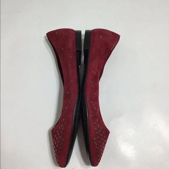 Attilio Giusti Leombruni Dark Red Leather Flats Suede New Size 38