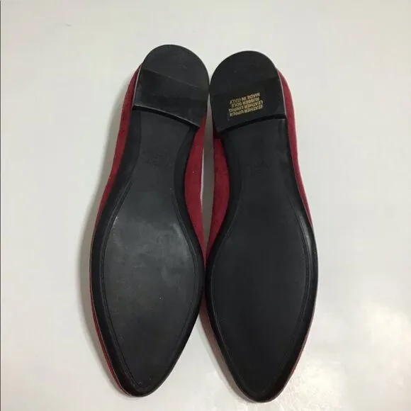 Attilio Giusti Leombruni Dark Red Leather Flats Suede New Size 38