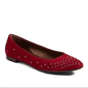 Attilio Giusti Leombruni Dark Red Leather Flats Suede New Size 38