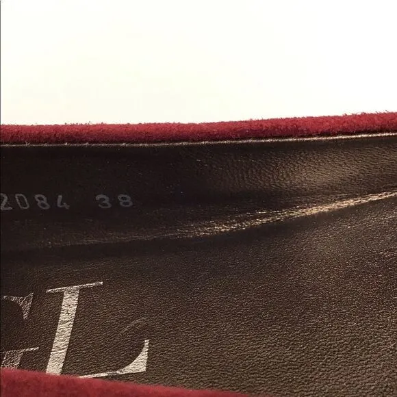Attilio Giusti Leombruni Dark Red Leather Flats Suede New Size 38