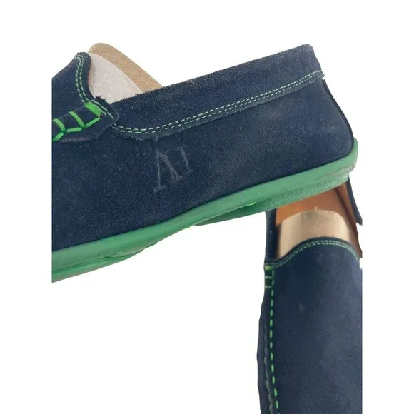 Austen Heller Mens Green Blue Suede Leather Loafers Driving Shoe Size 11.5