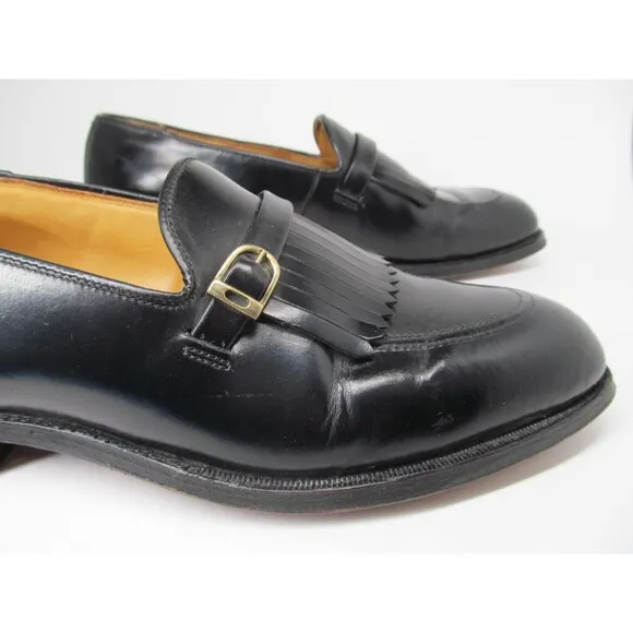 Austin Reed Of Regent Street Mens Black Leather Tasseled Loafers Size US 8.5