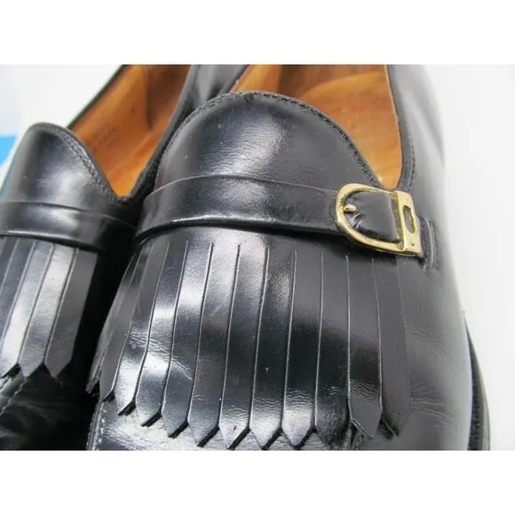 Austin Reed Of Regent Street Mens Black Leather Tasseled Loafers Size US 8.5