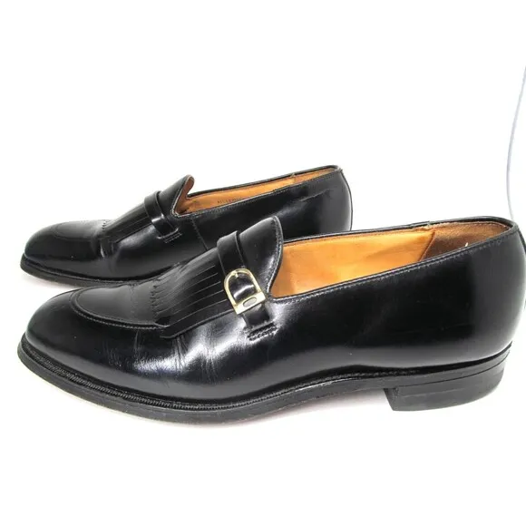 Austin Reed Of Regent Street Mens Black Leather Tasseled Loafers Size US 8.5