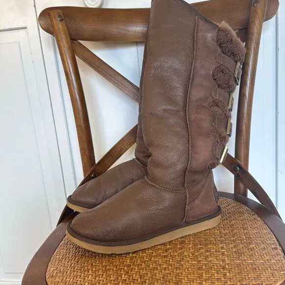 Australian Luxe Collective  Spartan brown leather Sherpa lined boots 8