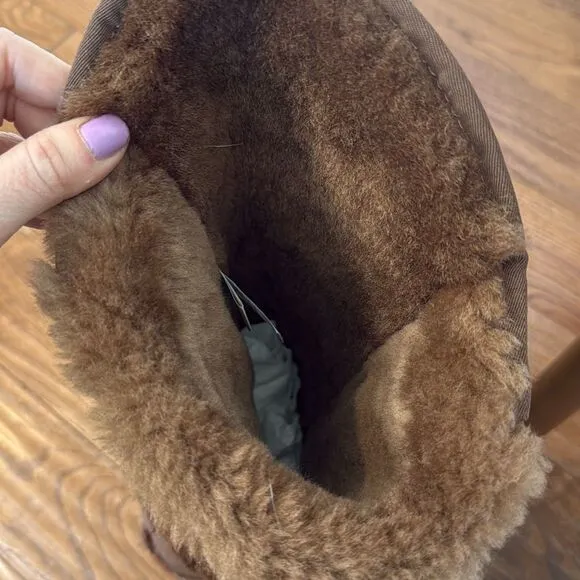 Australian Luxe Collective  Spartan brown leather Sherpa lined boots 8
