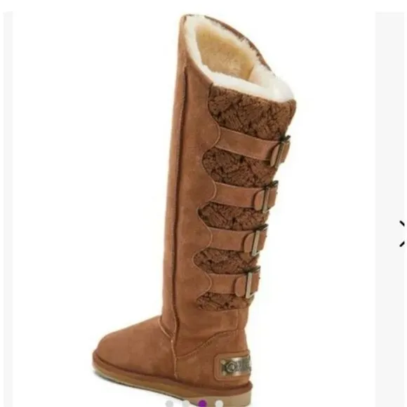 Australian Luxe Collective  Spartan brown leather Sherpa lined boots 8