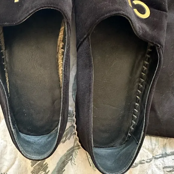 Authentic Chanel black velvet espadrilles