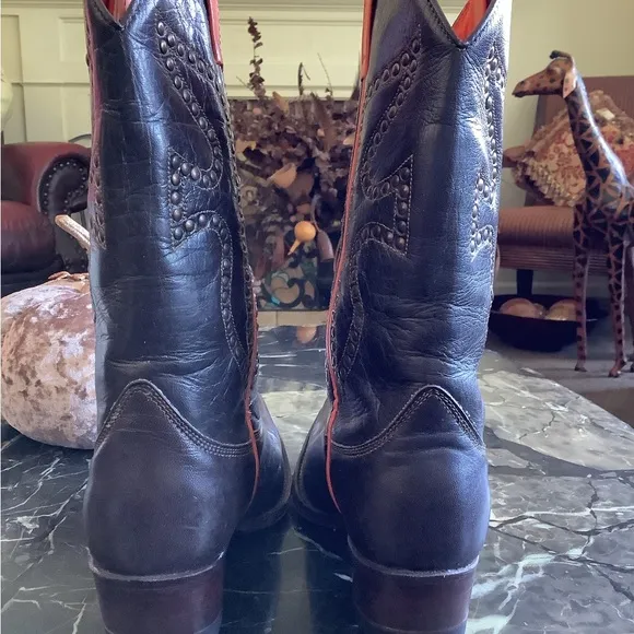 Authentic Frye daisy duke brown leather western cowboy boots size 5.5