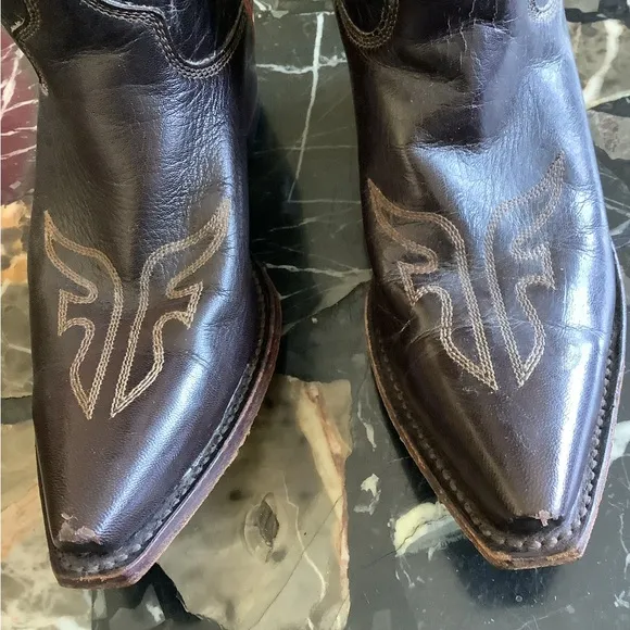 Authentic Frye daisy duke brown leather western cowboy boots size 5.5