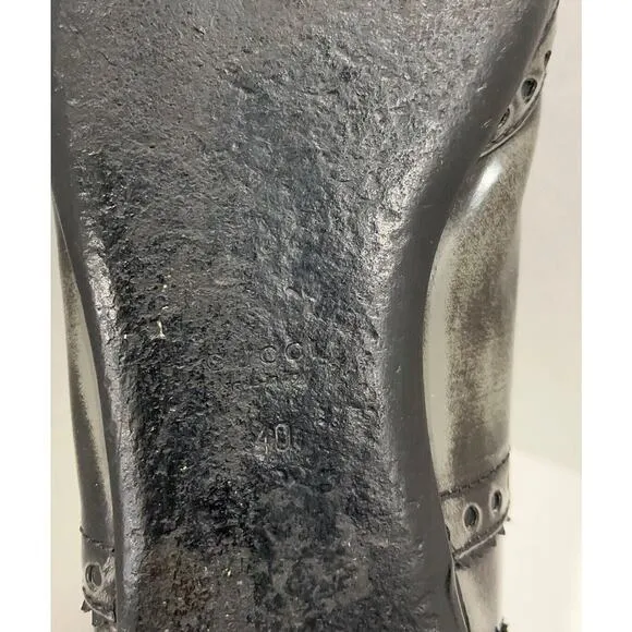 Authentic Gucci Black/Grey Brogue Leather Ballet Flats Size 40