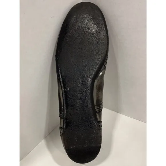 Authentic Gucci Black/Grey Brogue Leather Ballet Flats Size 40