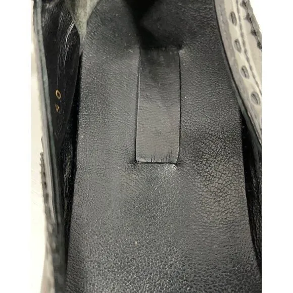 Authentic Gucci Black/Grey Brogue Leather Ballet Flats Size 40