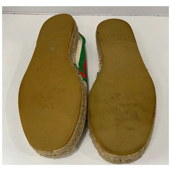 Authentic GUCCI MENS BEIGE CANVAS ESPADRILLES Size 8.5 Made In SPAIN