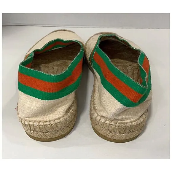 Authentic GUCCI MENS BEIGE CANVAS ESPADRILLES Size 8.5 Made In SPAIN