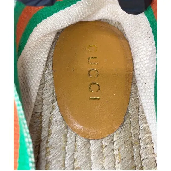 Authentic GUCCI MENS BEIGE CANVAS ESPADRILLES Size 8.5 Made In SPAIN