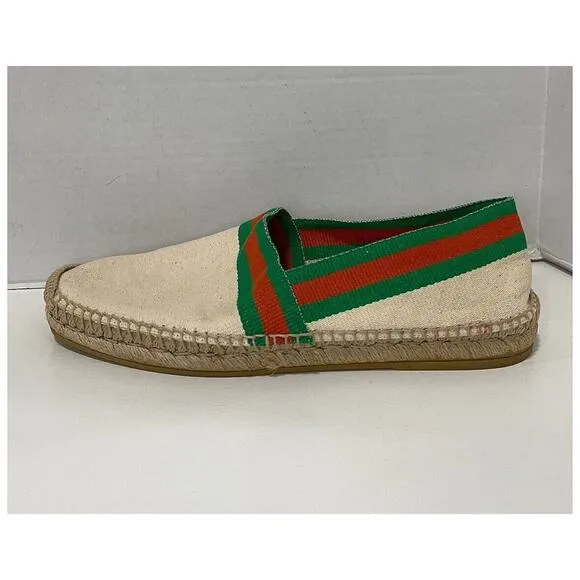 Authentic GUCCI MENS BEIGE CANVAS ESPADRILLES Size 8.5 Made In SPAIN