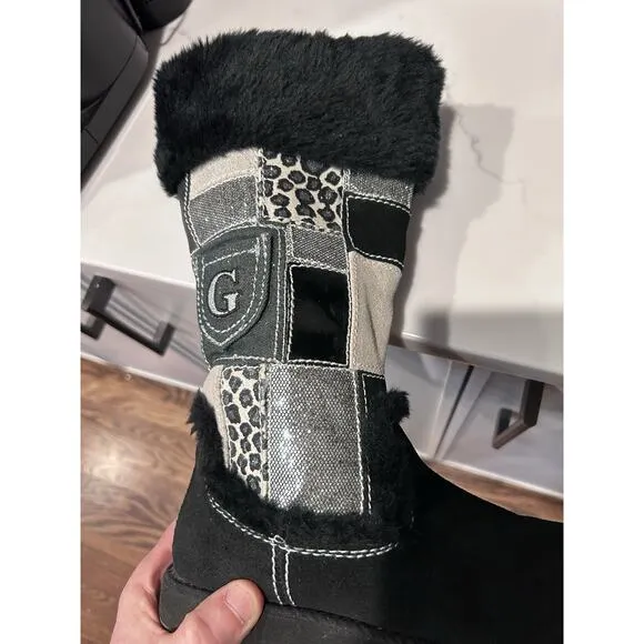 Authentic Guess Boots By Marciano Harmonie Black Multi Textile Upper Size 5.5‎