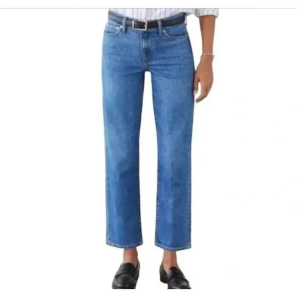 AYR Jeans Size 33 NEW The Frenchie in Blue Meet Cute Cropped Straight Leg Denim