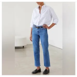 AYR Jeans Size 33 NEW The Frenchie in Blue Meet Cute Cropped Straight Leg Denim