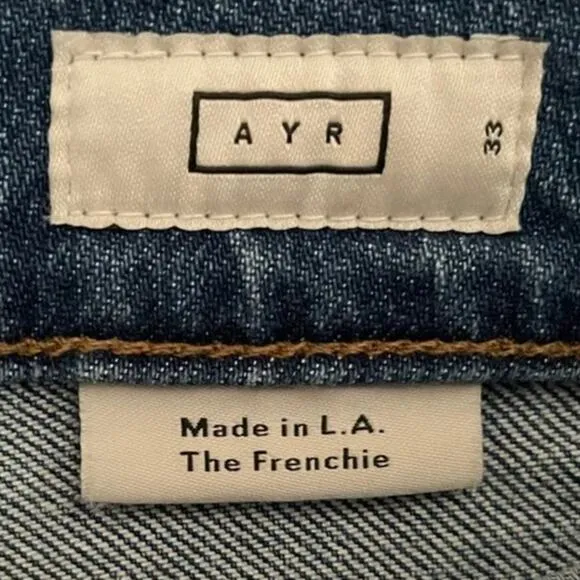 AYR Jeans Size 33 NEW The Frenchie in Blue Meet Cute Cropped Straight Leg Denim