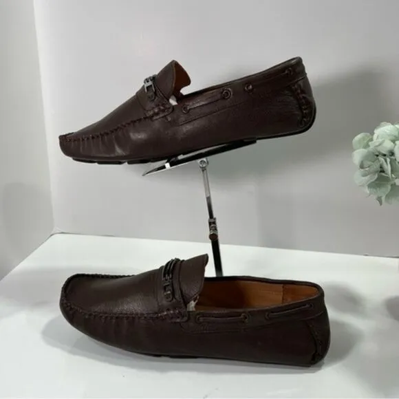 Baccarat Bucci Men’s Leather Loafers sz 13 Brown NEW # F293