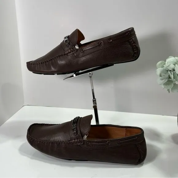 Baccarat Bucci Men’s Leather Loafers sz 13 Brown NEW # F293