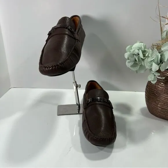 Baccarat Bucci Men’s Leather Loafers sz 13 Brown NEW # F293