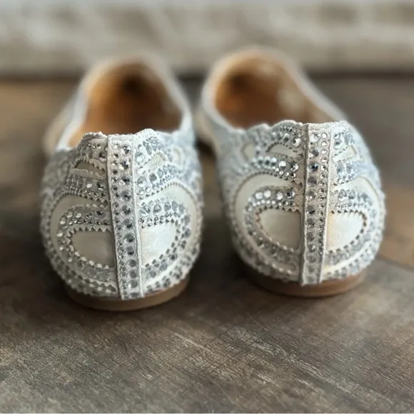 Badgley Mischka Cream Flats with Intricate Cutout Details