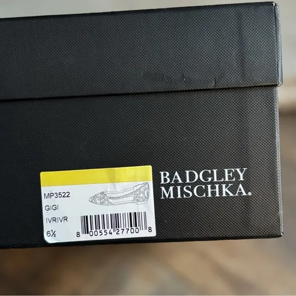 Badgley Mischka Cream Flats with Intricate Cutout Details