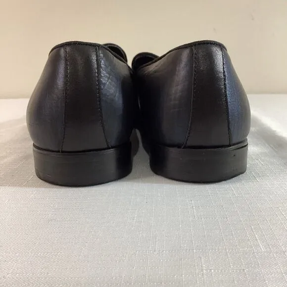 Badgley Mischka Men's Black and metallic Blue Leather Loafers Size 8.5