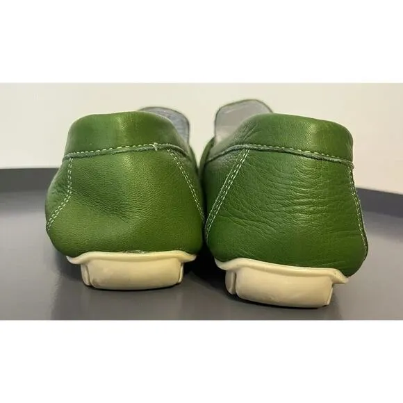 Baldinini Green Leather Loafer Driver Style Men's Casual Size 43 US 10