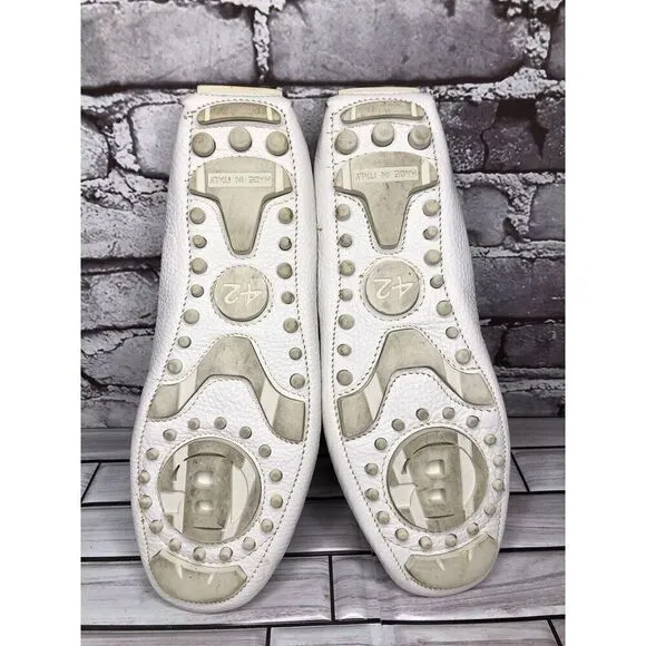 Baldinini White Leather Casual Penny Loafers Driving Shoes Men’s Sz 42EU/9M US