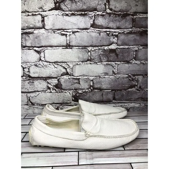Baldinini White Leather Casual Penny Loafers Driving Shoes Men’s Sz 42EU/9M US
