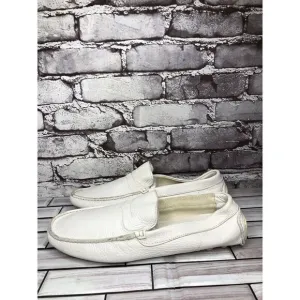 Baldinini White Leather Casual Penny Loafers Driving Shoes Men’s Sz 42EU/9M US