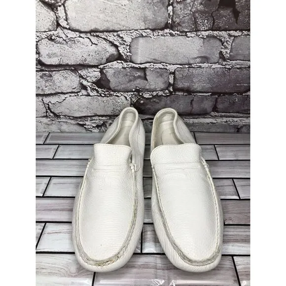 Baldinini White Leather Casual Penny Loafers Driving Shoes Men’s Sz 42EU/9M US