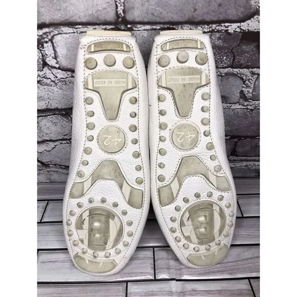 Baldinini White Leather Casual Penny Loafers Driving Shoes Men’s Sz 42EU/9M US