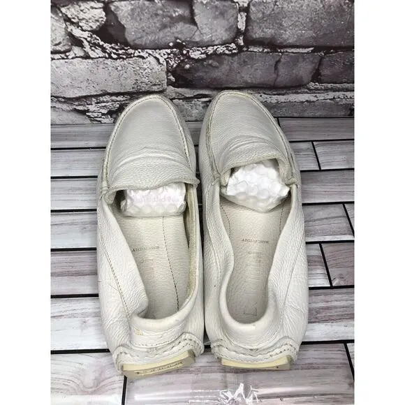 Baldinini White Leather Casual Penny Loafers Driving Shoes Men’s Sz 42EU/9M US