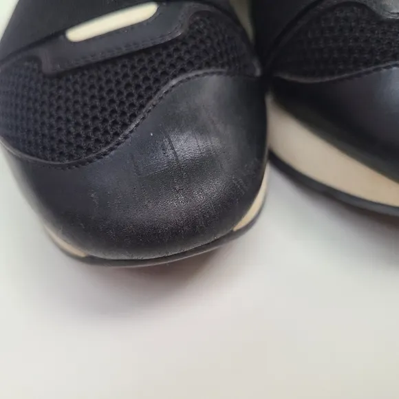 BALENCIAGA Black &amp; White Modern Sneaker Leather, Suede Sneaks Lace-up 8