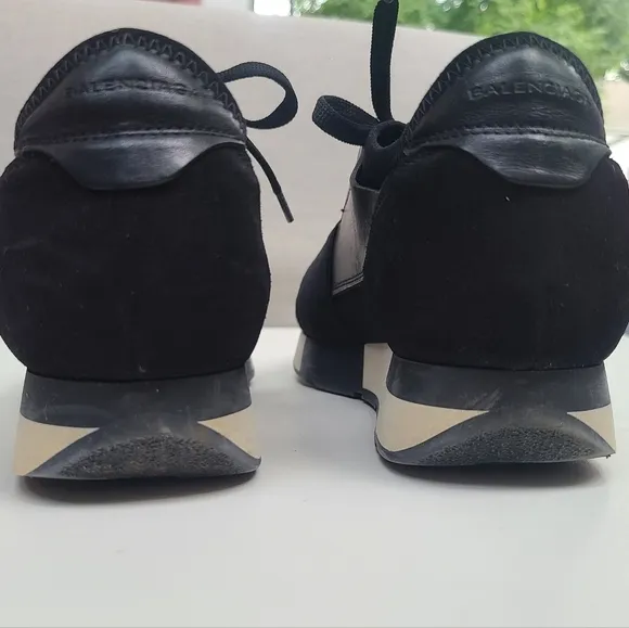 BALENCIAGA Black &amp; White Modern Sneaker Leather, Suede Sneaks Lace-up 8
