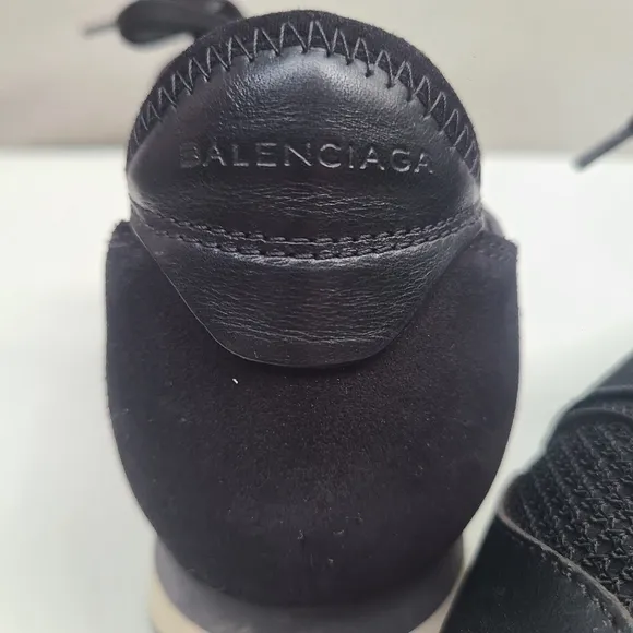 BALENCIAGA Black &amp; White Modern Sneaker Leather, Suede Sneaks Lace-up 8