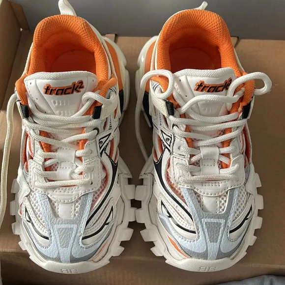 Balenciaga KidsTrack 2 mesh &amp; nylon lace-up sneakers