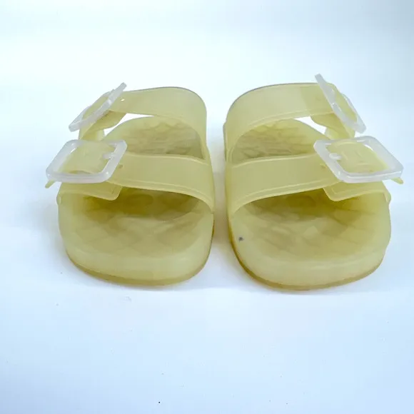 Balenciaga Mallorca Slides Sz 38 US 8 Lime Jelly Buckle Strap Designer Sandals