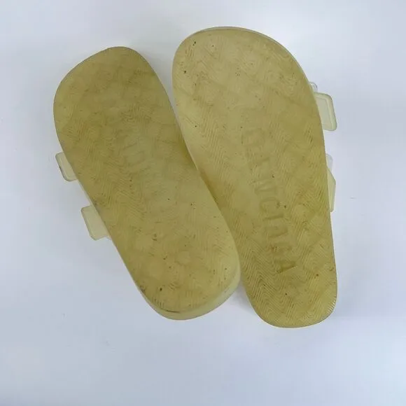 Balenciaga Mallorca Slides Sz 38 US 8 Lime Jelly Buckle Strap Designer Sandals