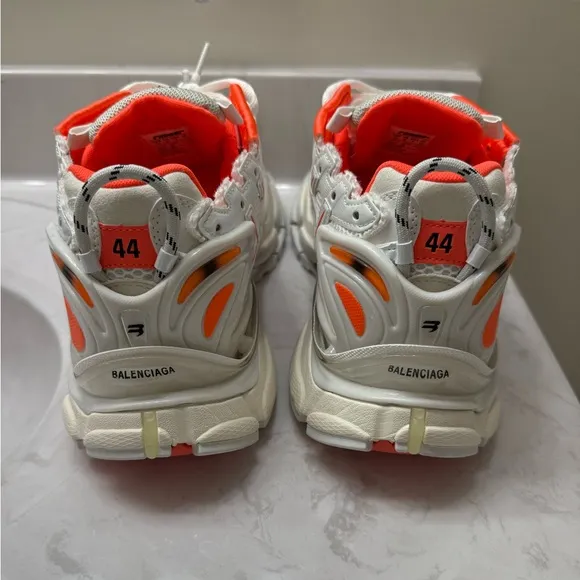 Balenciaga Men's Mesh Runner Sneakers white/orange mens size 44 US size 10.5/11