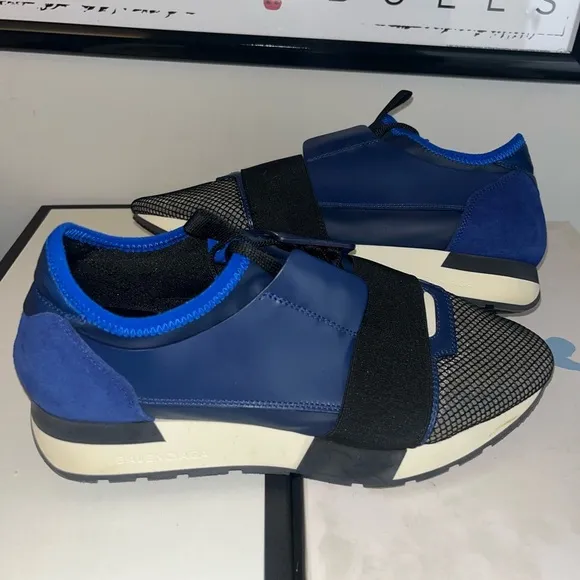 Balenciaga Mesh Leather Race Runner Low Top Sneakers
