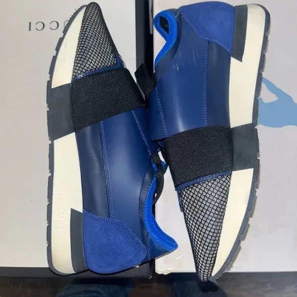 Balenciaga Mesh Leather Race Runner Low Top Sneakers
