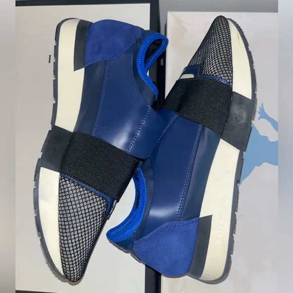 Balenciaga Mesh Leather Race Runner Low Top Sneakers